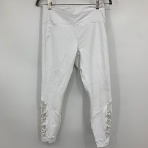 Fabletics womens medium Leggings High Waisted 7/8 Powerhold‎ white pocket